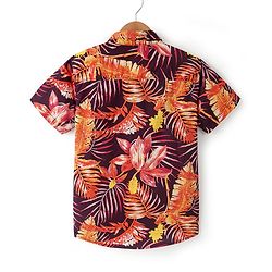 Pine Kids Cotton Woven Half Sleeves Leafy Print Shirt - Multicolour
