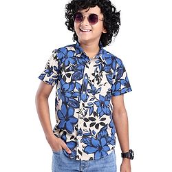 Pine Kids Cotton Woven Half Sleeves Shirt Floral Print - Multicolour