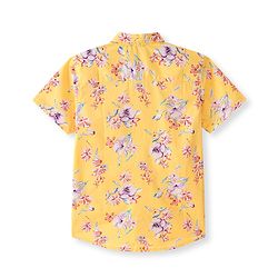 Pine Kids  Cotton Woven Half Sleeves Shirt Floral Print  - Yellow