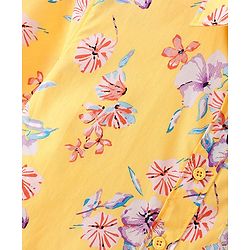 Pine Kids  Cotton Woven Half Sleeves Shirt Floral Print  - Yellow