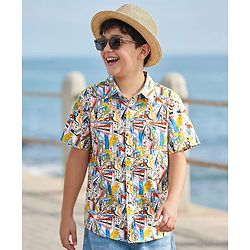 Pine Kids Cotton Half Sleeves Abstract Printed Shirt - Multicolor
