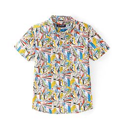 Pine Kids Cotton Half Sleeves Abstract Printed Shirt - Multicolor