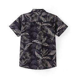 Pine Kids Cotton Woven Half Sleeves Shirt All Over Tropical Print - Black