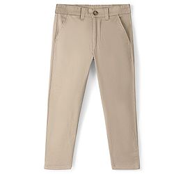 Pine Kids Full Length Back Elasticated Trouser Solid Colour - Khaki