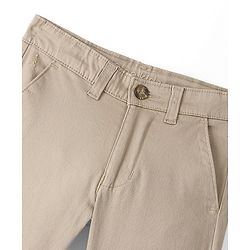 Pine Kids Full Length Back Elasticated Trouser Solid Colour - Khaki