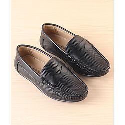 Pine Kids Slip On Loafer Shoes - Black