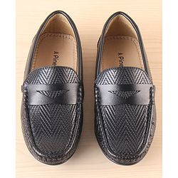 Pine Kids Slip On Loafer Shoes - Black