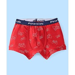 Pine Kids Cotton Lycra Knit Briefs Solid Color & Gaming Console Print Pack of 3 - Multicolor