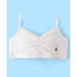 Pine Kids Cotton Sleeveless Bralettes Solid Colour Set of 3 - Blue Beige and White
