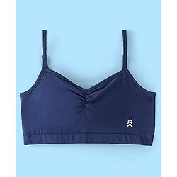 Pine Kids Cotton Sleeveless Bralettes Solid Colour Set of 3 - Blue Beige and White