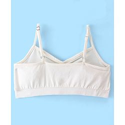 Pine Kids Cotton Sleeveless Bralettes Solid Colour Set of 3 - Blue Beige and White