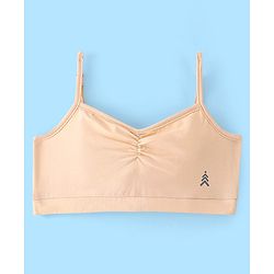 Pine Kids Cotton Sleeveless Bralettes Solid Colour Set of 3 - Blue Beige and White