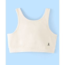 Pine Kids Cotton Spandex Sleeveless Solid Colour Bralettes Pack of 3 - White
