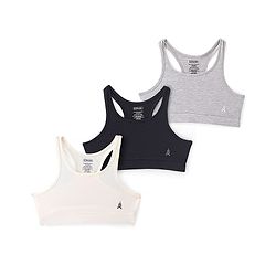 Pine Kids Cotton Spandex Bralette Solid Colour Pack Of 3 - Grey White & Black