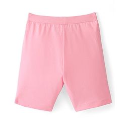 Pine Kids Cotton Lycra Knit Knee Length Solid Color Cycling Shorts Pack Of 3 - Pink Blue & Beige