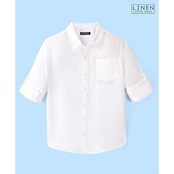 Pine Kids 100% Cotton Full Sleeves Solid Colour Shirt - White