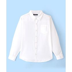Pine Kids 100% Cotton Full Sleeves Solid Colour Shirt - White
