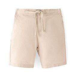 Pine Kids Cotton Woven Above Knee Length Shorts with Adjustable Elasticated Waist Solid Colour- Beige