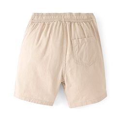 Pine Kids Cotton Woven Above Knee Length Shorts with Adjustable Elasticated Waist Solid Colour- Beige