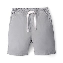 Pine Kids Cotton Elasticated Above Knee Length Solid Colour Shorts - Light Grey