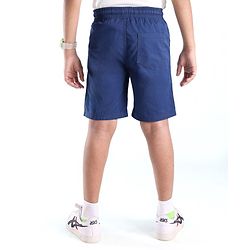 Pine Kids Cotton Woven Above Knee Length Solid Color Stretchable Twill Shorts With Elasticated Waist - Navy Blue
