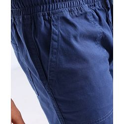 Pine Kids Cotton Woven Above Knee Length Solid Color Stretchable Twill Shorts With Elasticated Waist - Navy Blue