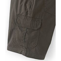 Pine Kids Cotton Woven Solid Shorts with Adjustable Elasticated Waist- Olive