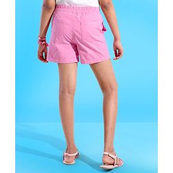 Pine Kids Cotton Woven Solid Shorts with Elasticated Waist- Pink
