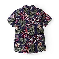 Pine Kids Cotton Half Sleeves Tropical Leaf Printed Shirt - Multicolour