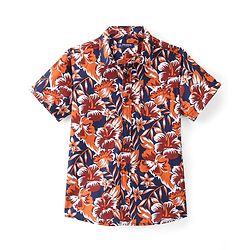 Pine Kids Cotton Half Sleeves Shirt With Tropical Print  - Multicolor