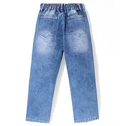 Pine Kids Cotton Elastane Woven Full Length Washed Denim Jeans - Medium Blue