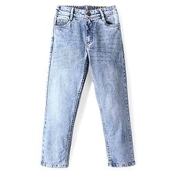 Pine Kids Cotton Elastane Full Length Washed Denim Jeans - Blue