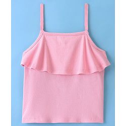 Pine Kids Cotton Beautiful Embellished Top with Half Sleeves Inner Tee - Pink & Snow White