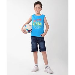 Pine Kids 100% Cotton Knit Sleeveless T-Shirt Text Print - Blithe