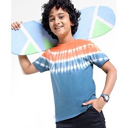 Pine Kids 100% Cotton Knit Half Sleeves Tie & Dyed T-Shirt - Blue