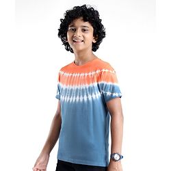 Pine Kids 100% Cotton Knit Half Sleeves Tie & Dyed T-Shirt - Blue