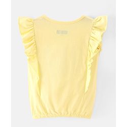 Pine Kids Cotton Knit Frill Sleeves Butterfly Applique Top - Yellow