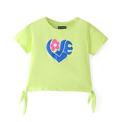 Pine Kids 100% Cotton Knit Half Sleeves T-Shirts Floral Print - Green