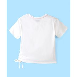 Pine Kids Cotton Knit Half Sleeves T-Shirts Floral & Lioness Print- Snow White