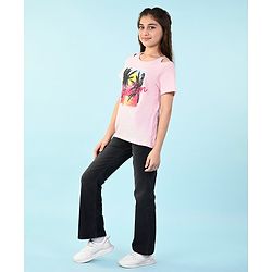 Pine Kids 100% Cotton Knit Half Sleeves Top Beach Theme- Pink