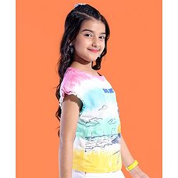 Pine Kids 100% Cotton Knit Sleeveless T-Shirt Beach Print - Snow White