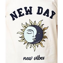 Pine Kids Cotton Knit Half Sleeves T-Shirt Sun Print - Snow White
