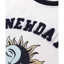 Pine Kids Cotton Knit Half Sleeves T-Shirt Sun Print - Snow White