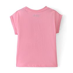 Pine Kids Cotton Knit Half Sleeves T-Shirt Happiness Print - Pink