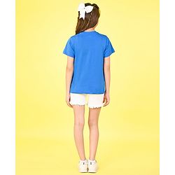 Pine Kids 100% Cotton Knit Half Sleeves T-Shirt Text Print - French Blue
