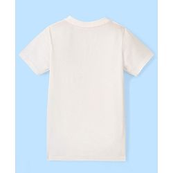 Pine Kids 100% Cotton Half Sleeves T-Shirt With Fingers Cross Print - White