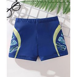 Pine Kids Swimming Trunks with Text Print-  Navy Blue