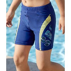 Pine Kids Swimming Trunks with Text Print-  Navy Blue