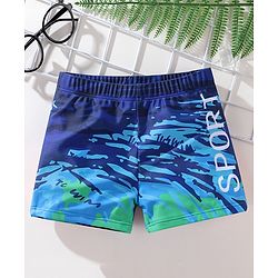 Pine Active Text Print Swimming Trunk - Multicolor