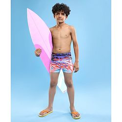 Pine Active Text Print Swimming Trunk - Multicolor